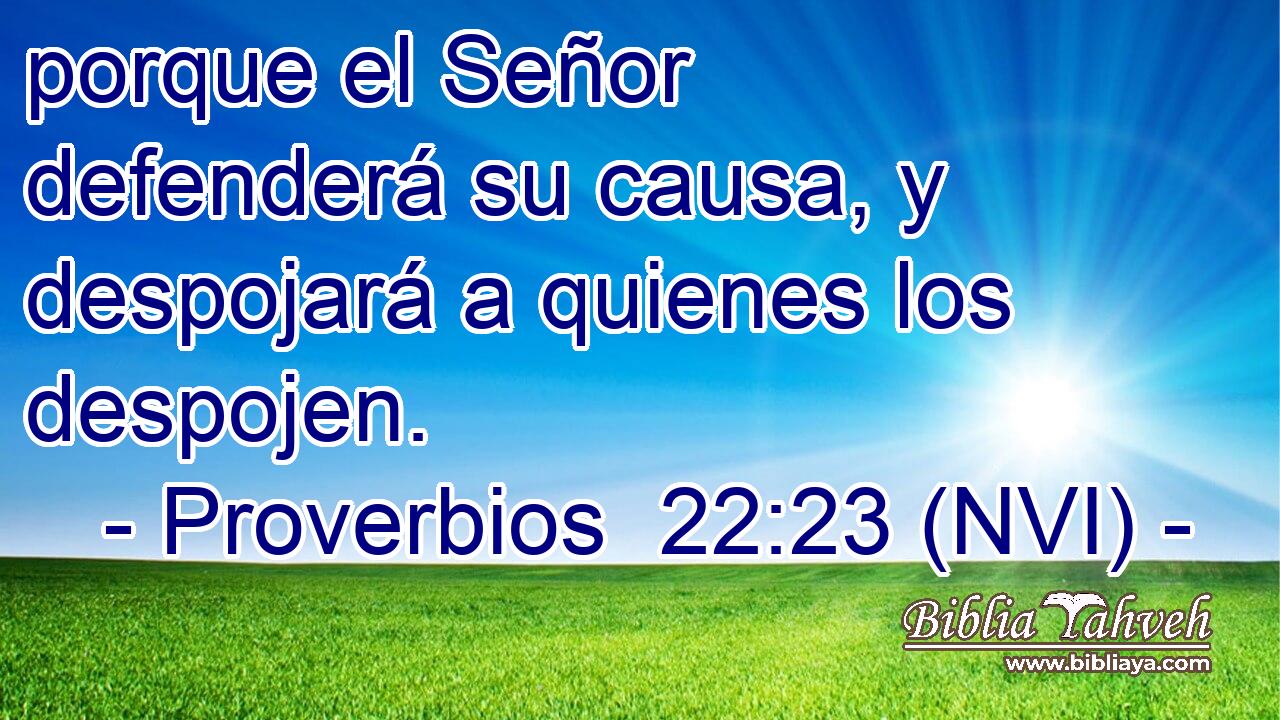 porque el Señor defenderá su causa, y despojará a quienes los despojen.