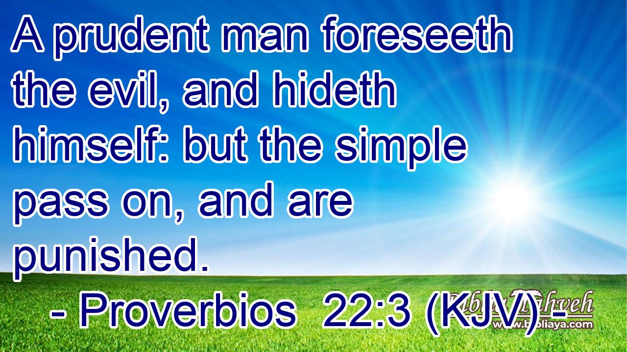 A prudent man foreseeth the evil, and hideth himself: but the simple pass on, and are punished.