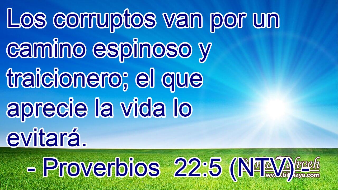 Los corruptos van por un camino espinoso y traicionero; el que aprecie la vida lo evitará.