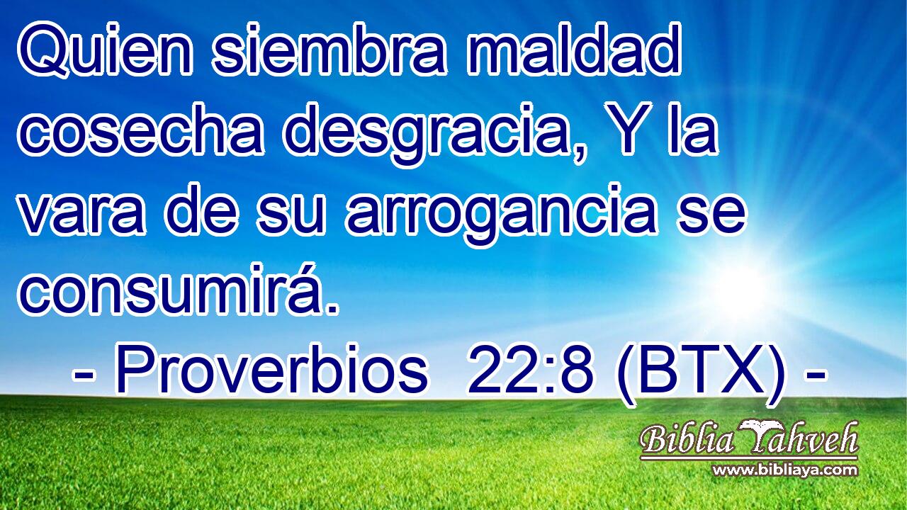 Quien siembra maldad cosecha desgracia, Y la vara de su arrogancia se consumirá.