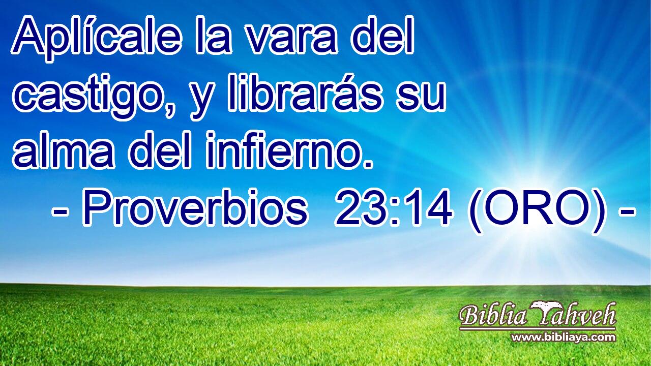  Aplícale la vara del castigo, y librarás su alma del infierno. 