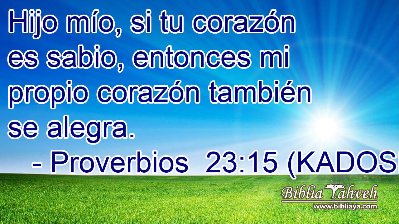  Hijo mío, si tu corazón es sabio, entonces mi propio corazón también se alegra. 