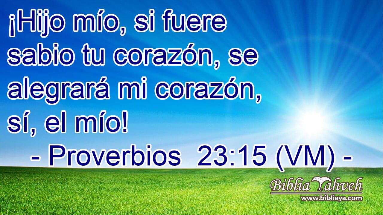  ¡Hijo mío, si fuere sabio tu corazón, se alegrará mi corazón, sí, el mío! 