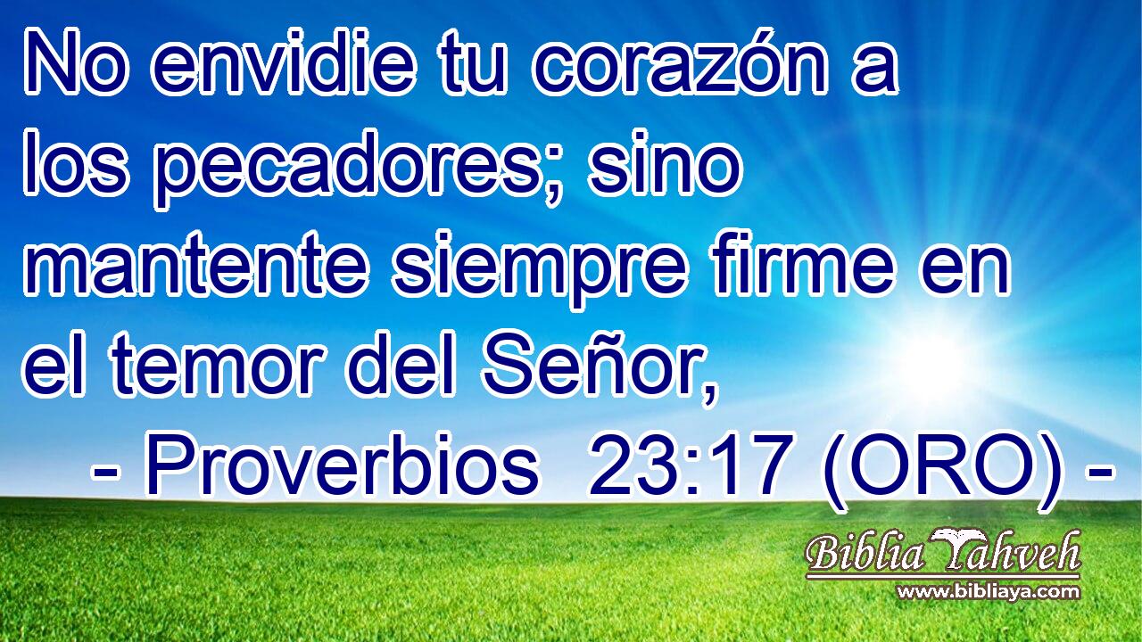  No envidie tu corazón a los pecadores; sino mantente siempre firme en el temor del Señor, 