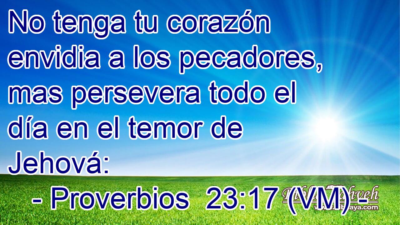  No tenga tu corazón envidia a los pecadores, mas persevera todo el día en el temor de Jehová: 