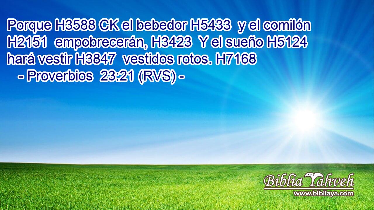 Porque H3588 CK el bebedor H5433  y el comilón H2151  empobrecerán, H3423  Y el sueño H5124  hará vestir H3847  vestidos rotos. H7168  