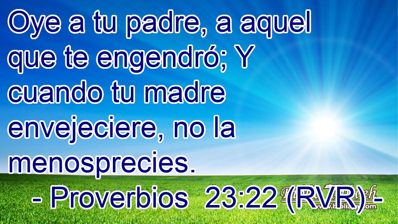 Oye a tu padre, a aquel que te engendró; Y cuando tu madre envejeciere, no la menosprecies.