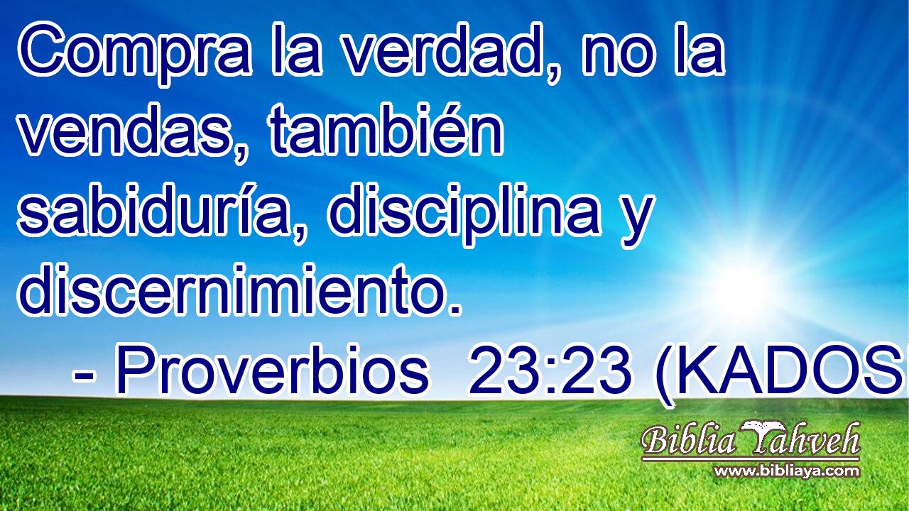  Compra la verdad, no la vendas, también sabiduría, disciplina y discernimiento. 