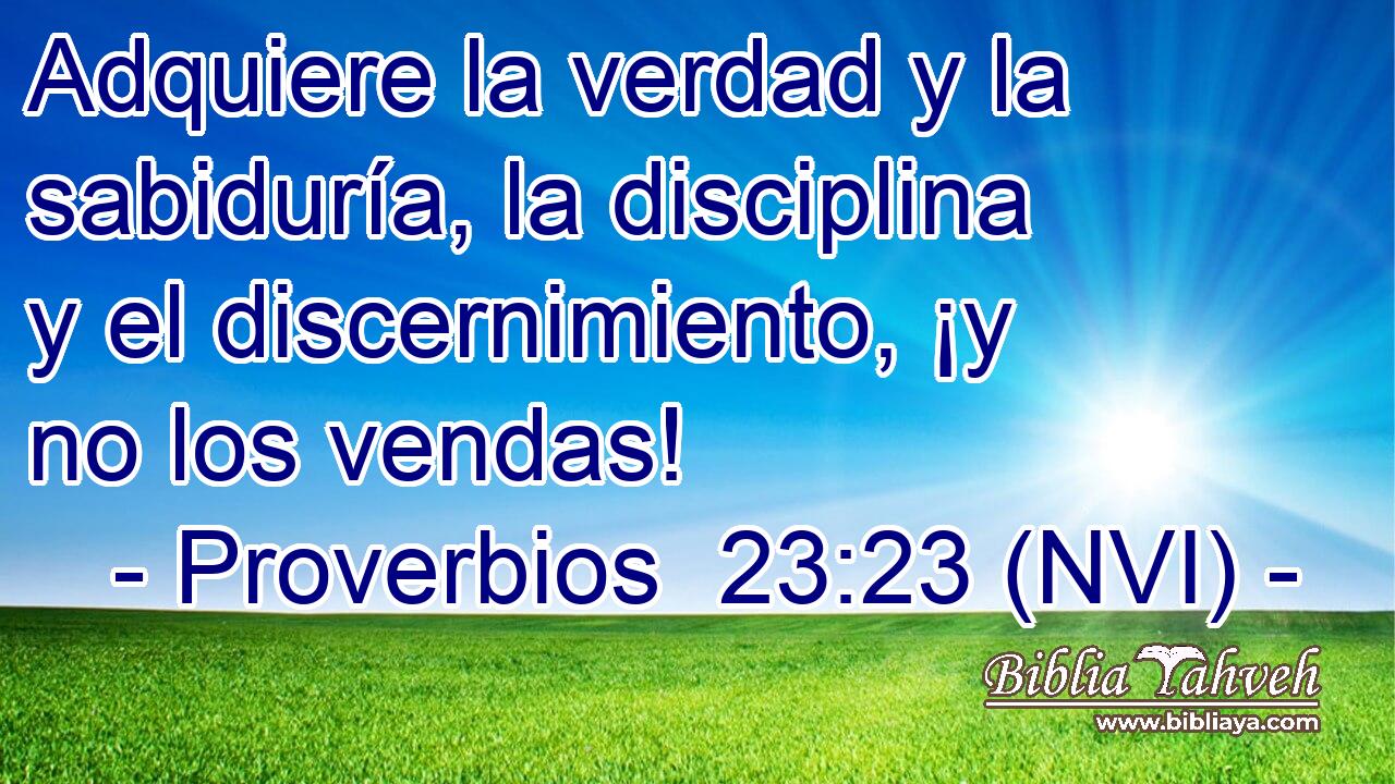  Adquiere la verdad y la sabiduría, la disciplina y el discernimiento, ¡y no los vendas! 