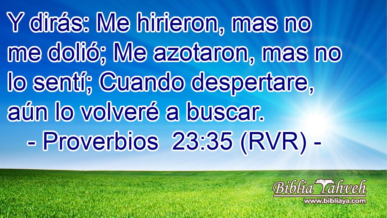 Y dirás: Me hirieron, mas no me dolió; Me azotaron, mas no lo sentí; Cuando despertare, aún lo volveré a buscar.