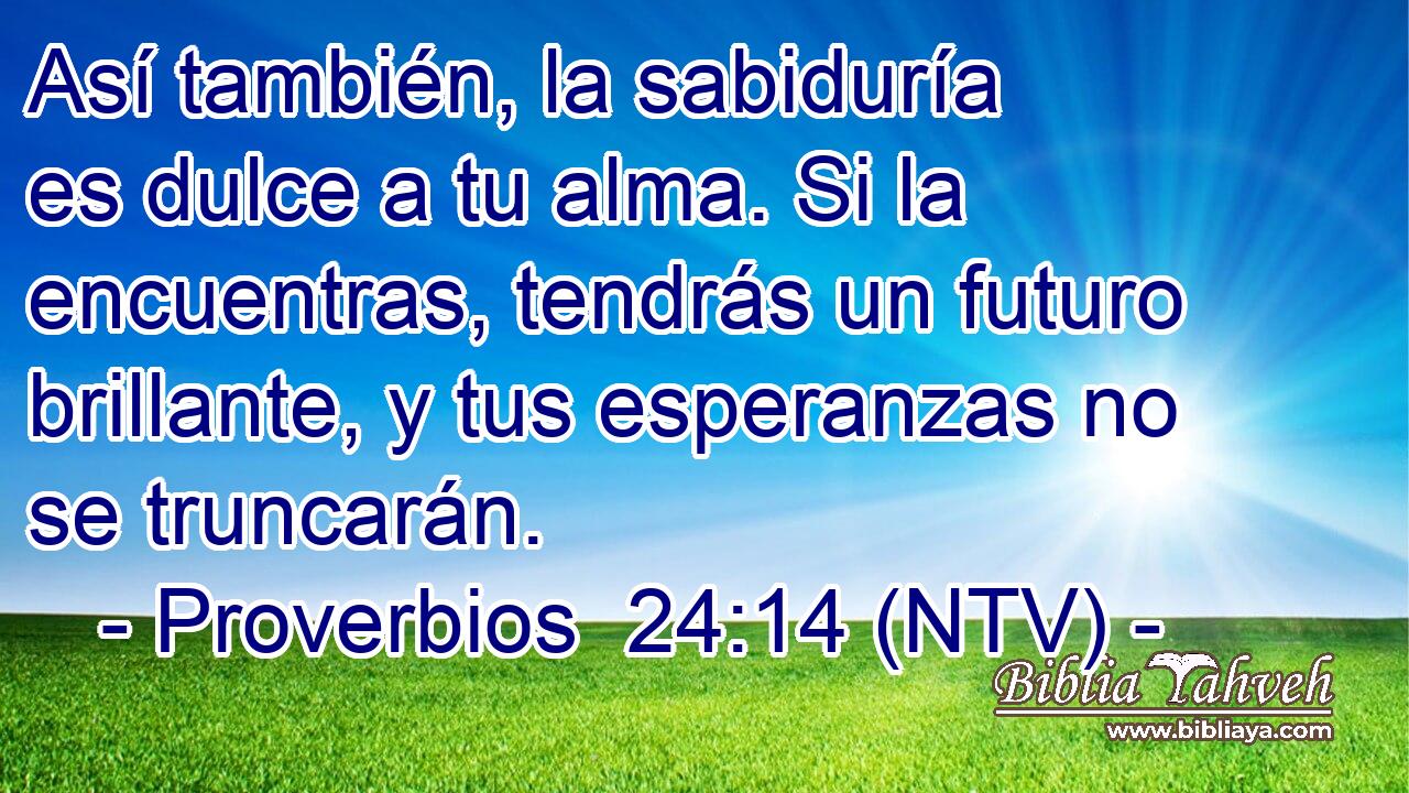 Así también, la sabiduría es dulce a tu alma. Si la encuentras, tendrás un futuro brillante, y tus esperanzas no se truncarán.