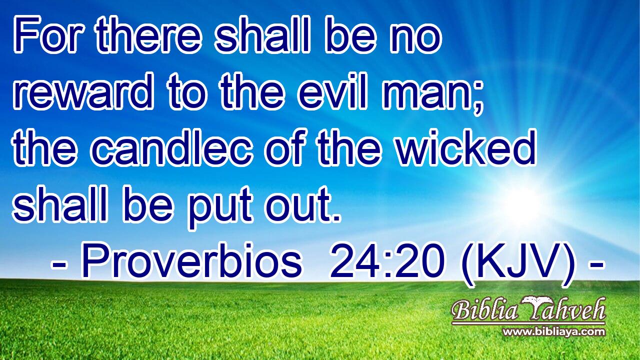 For there shall be no reward to the evil man; the candlec of the wicked shall be put out.