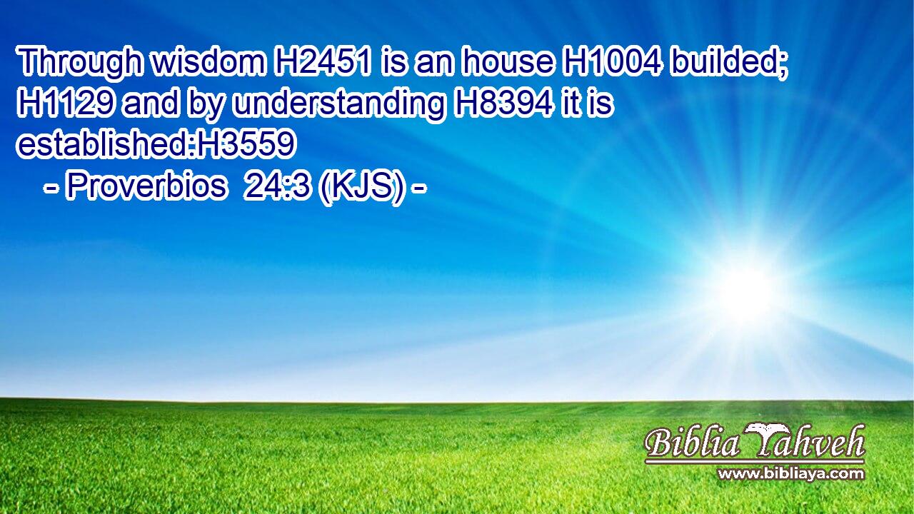 Through wisdom H2451 is an house H1004 builded; H1129 and by understanding H8394 it is established:H3559