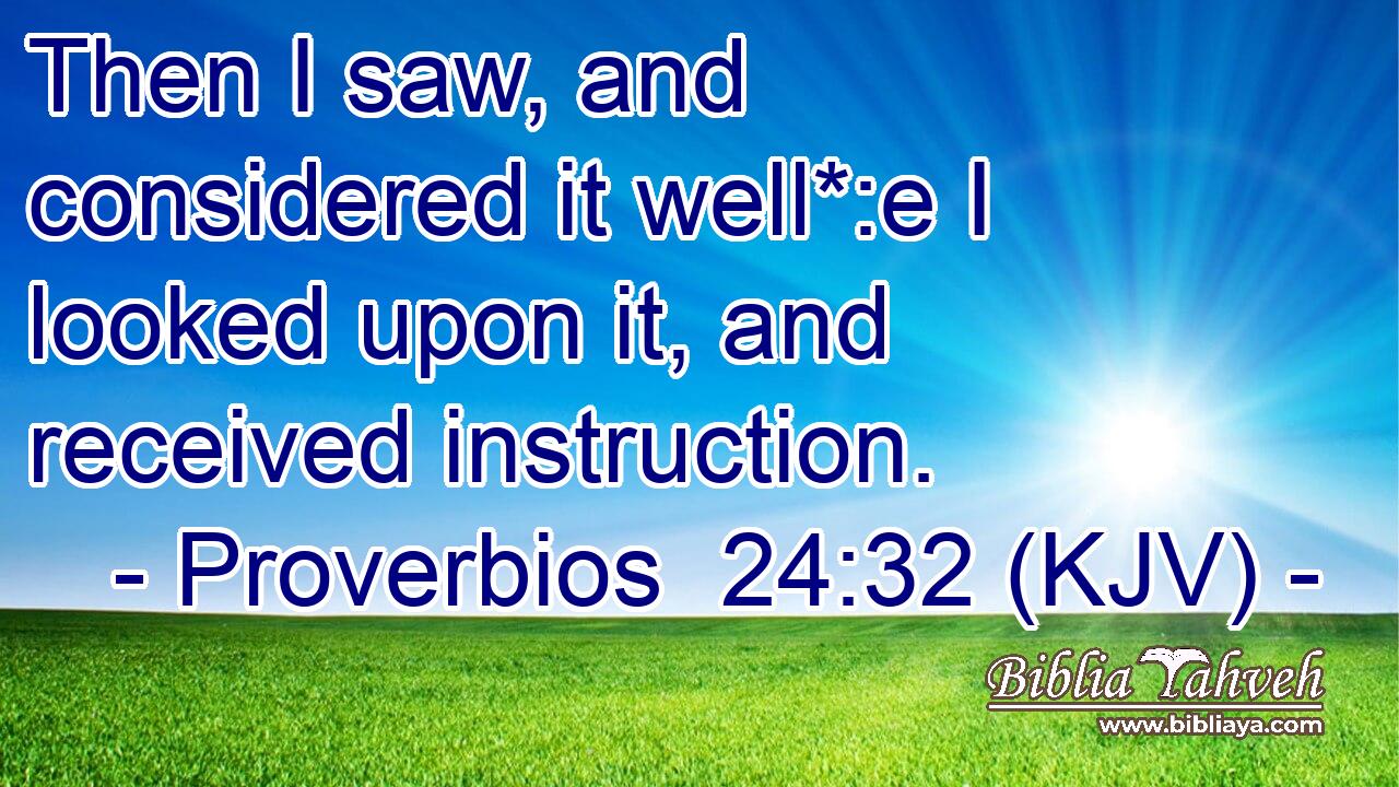 Then I saw, and considered it well*:e I looked upon it, and received instruction.