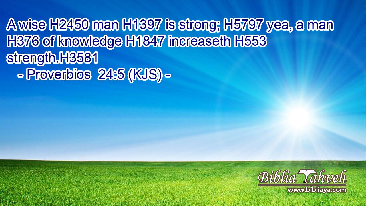 A wise H2450 man H1397 is strong; H5797 yea, a man H376 of knowledge H1847 increaseth H553 strength.H3581