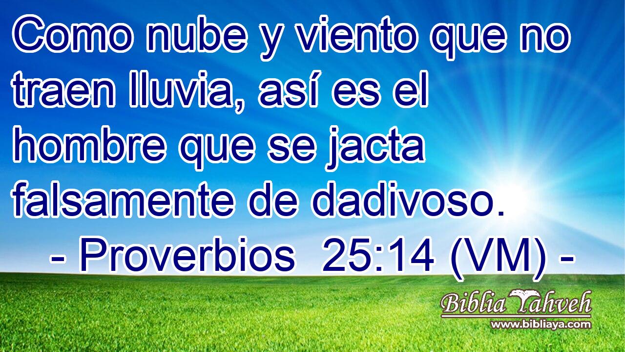  Como nube y viento que no traen lluvia, así es el hombre que se jacta falsamente de dadivoso. 