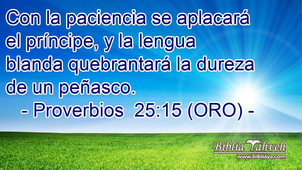  Con la paciencia se aplacará el príncipe, y la lengua blanda quebrantará la dureza de un peñasco. 