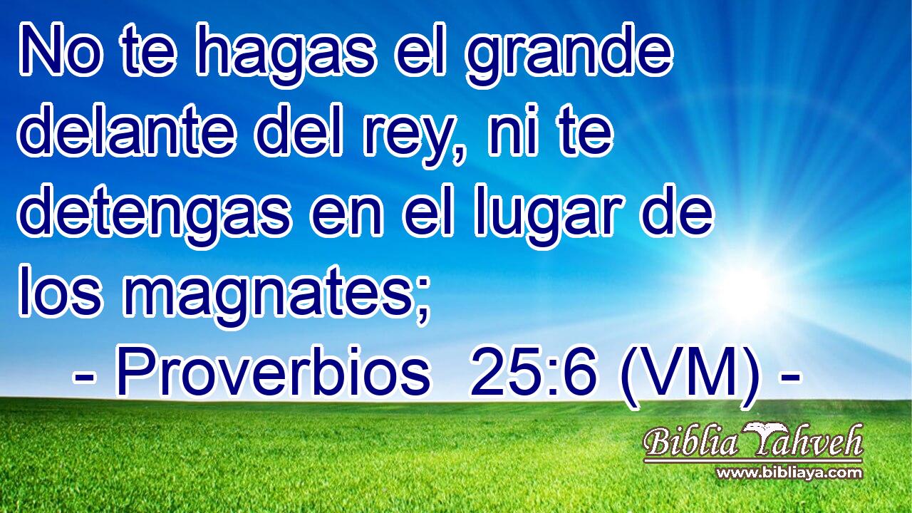  No te hagas el grande delante del rey, ni te detengas en el lugar de los magnates; 