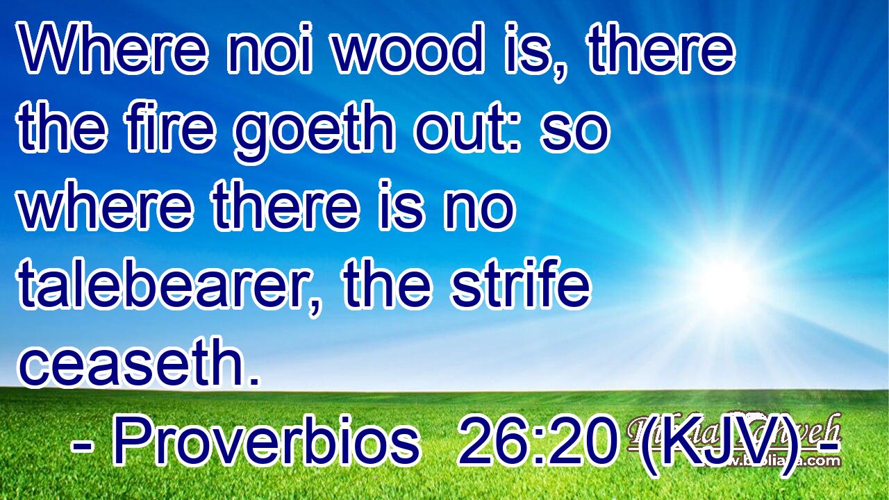 Where noi wood is, there the fire goeth out: so where there is no talebearer, the strife ceaseth.