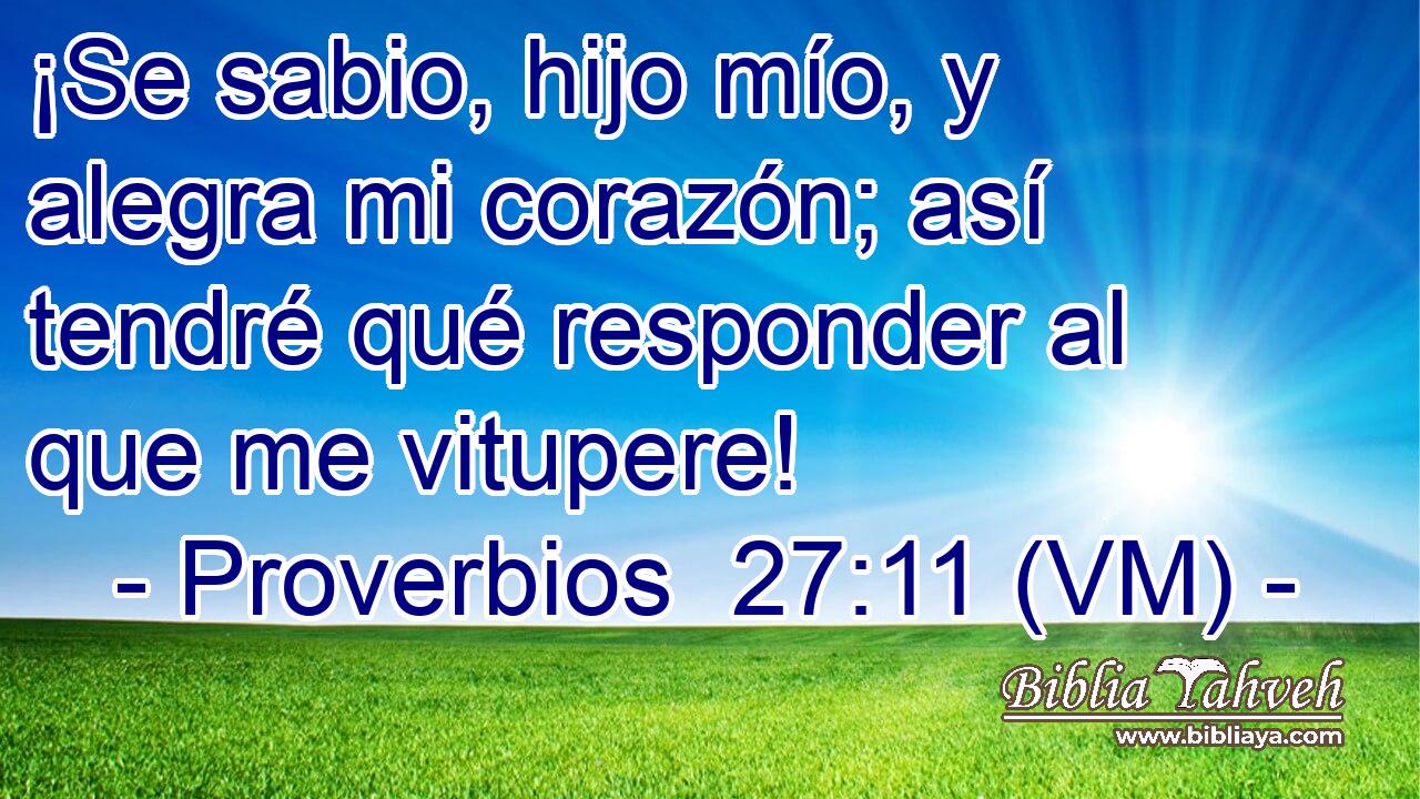  ¡Se sabio, hijo mío, y alegra mi corazón; así tendré qué responder al que me vitupere! 
