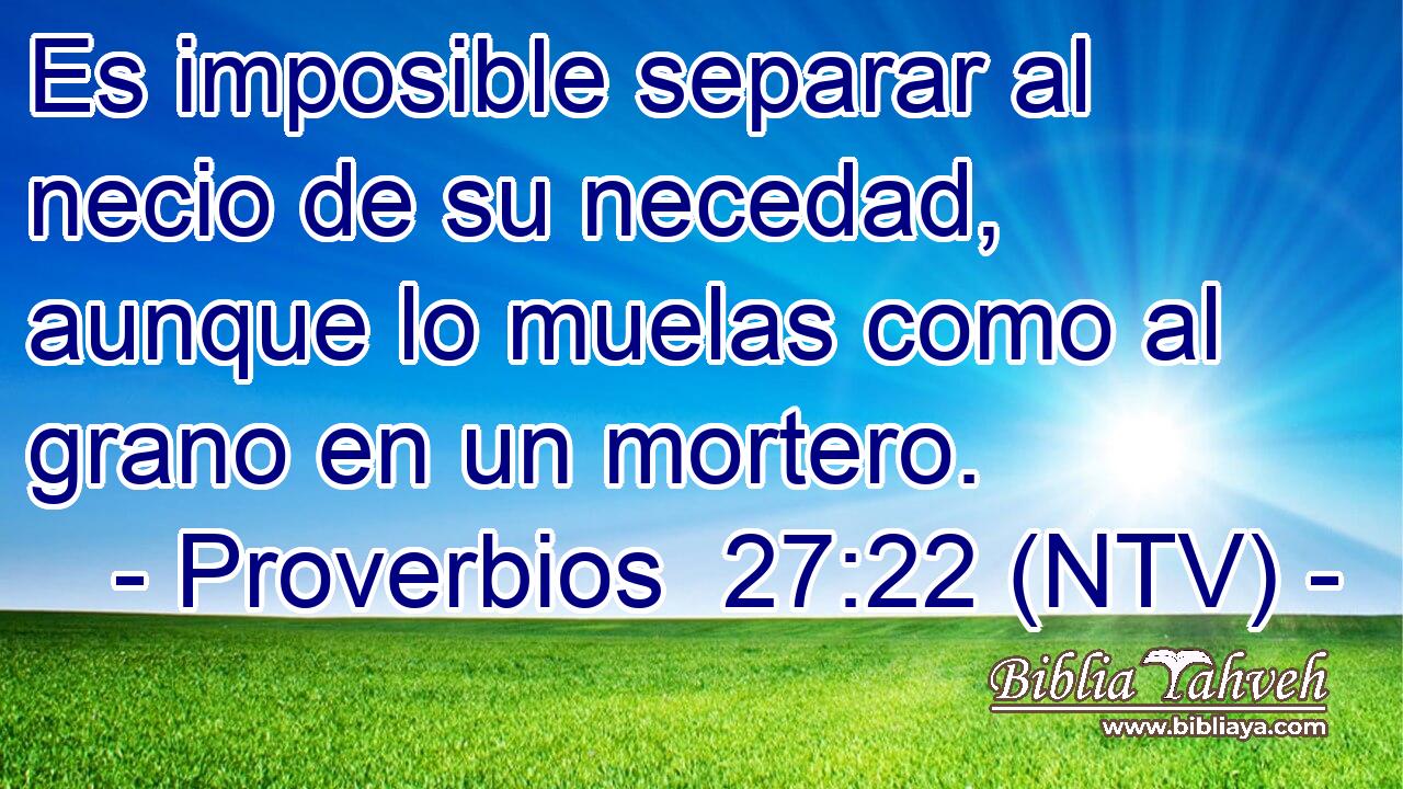 Es imposible separar al necio de su necedad, aunque lo muelas como al grano en un mortero.