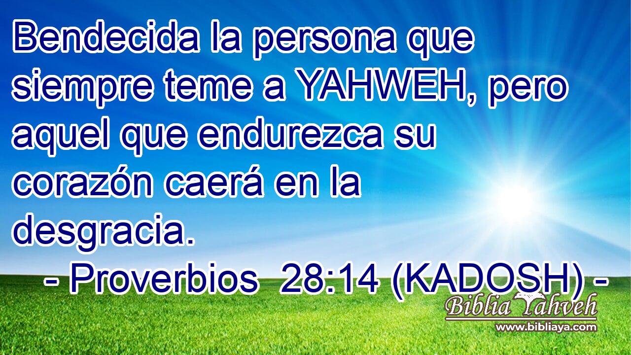  Bendecida la persona que siempre teme a YAHWEH, pero aquel que endurezca su corazón caerá en la desgracia. 