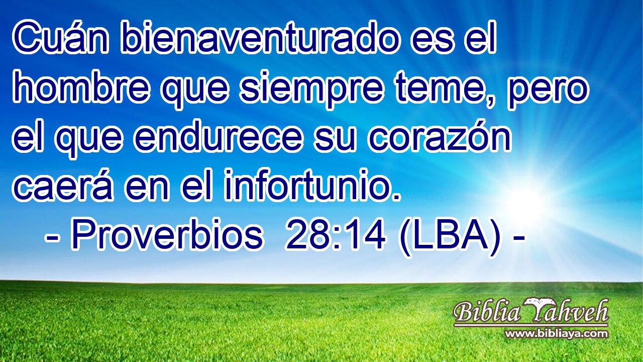 Cuán bienaventurado es el hombre que siempre teme, pero el que endurece su corazón caerá en el infortunio.