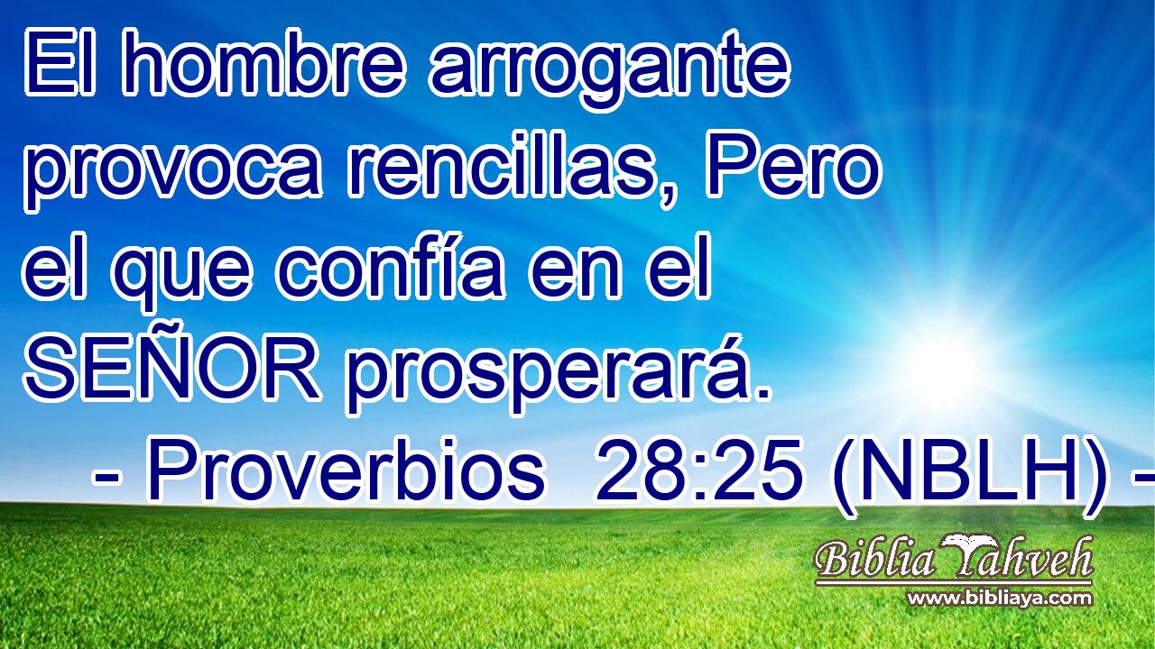  El hombre arrogante provoca rencillas, Pero el que confía en el SEÑOR prosperará. 