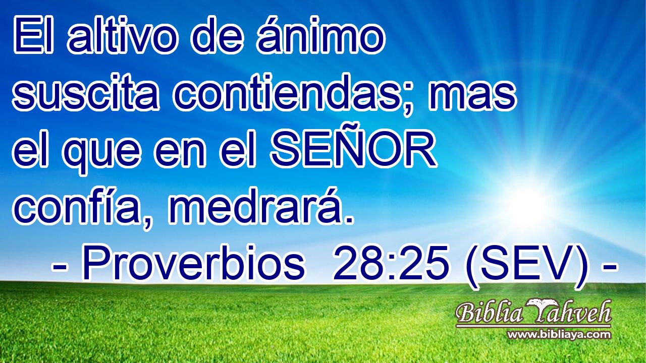 El altivo de ánimo suscita contiendas; mas el que en el SEÑOR confía, medrará.