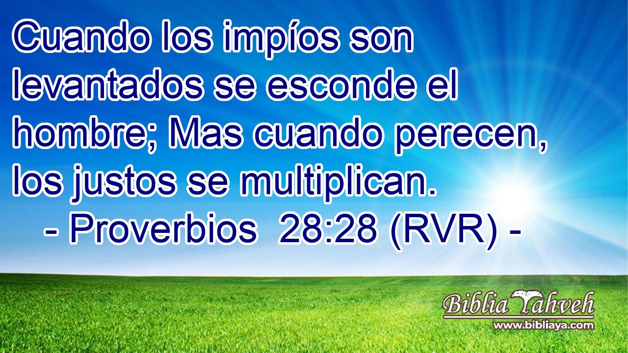 Cuando los impíos son levantados se esconde el hombre; Mas cuando perecen, los justos se multiplican.
