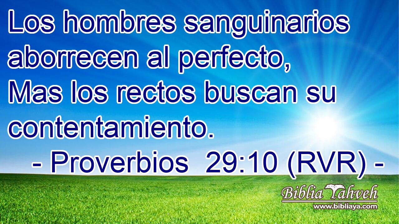 Los hombres sanguinarios aborrecen al perfecto, Mas los rectos buscan su contentamiento.
