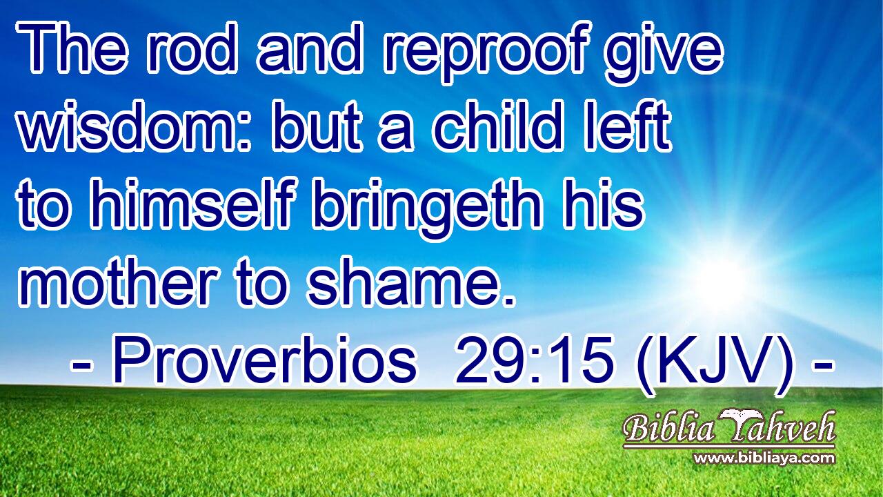 The rod and reproof give wisdom: but a child left to himself bringeth his mother to shame.