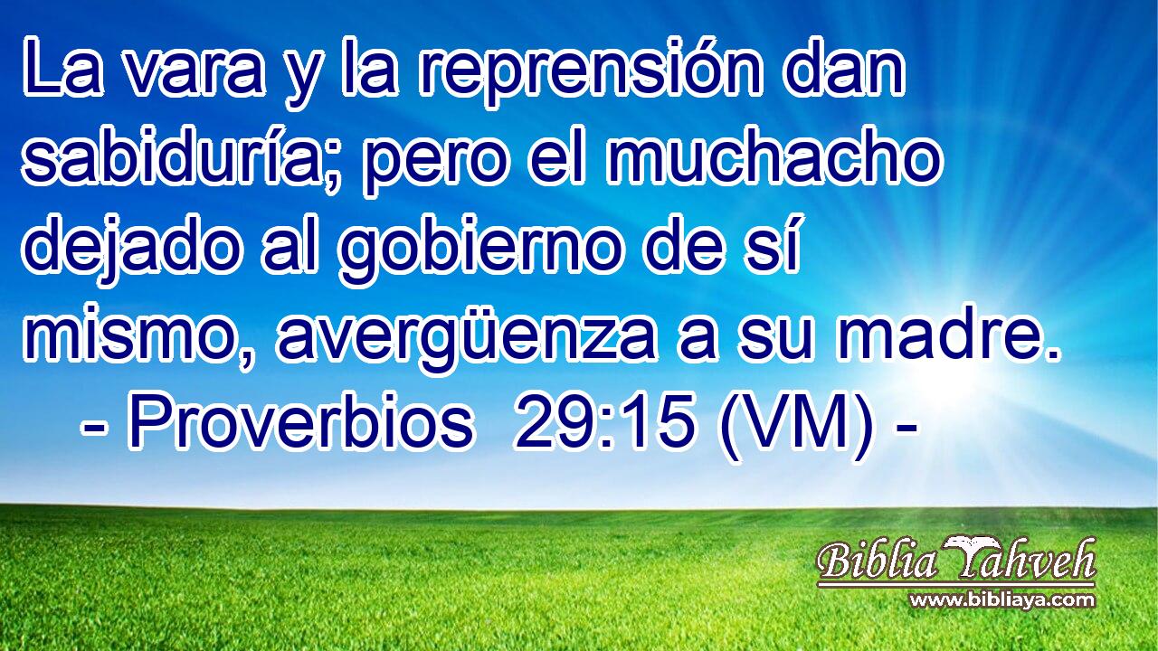  La vara y la reprensión dan sabiduría; pero el muchacho dejado al gobierno de sí mismo, avergüenza a su madre. 
