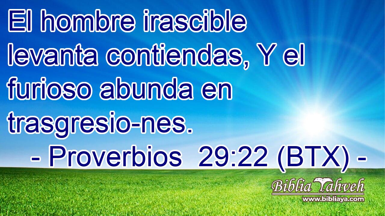El hombre irascible levanta contiendas, Y el furioso abunda en trasgresio-nes.