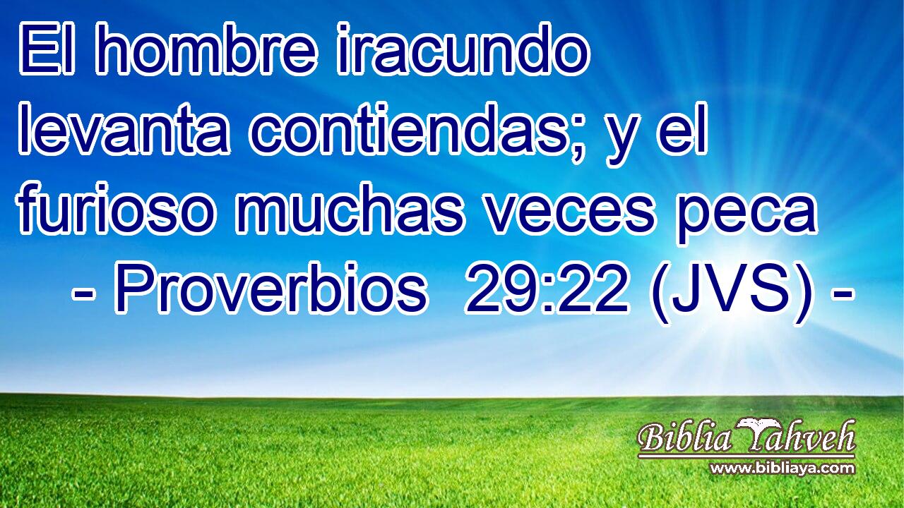 El hombre iracundo levanta contiendas; y el furioso muchas veces peca