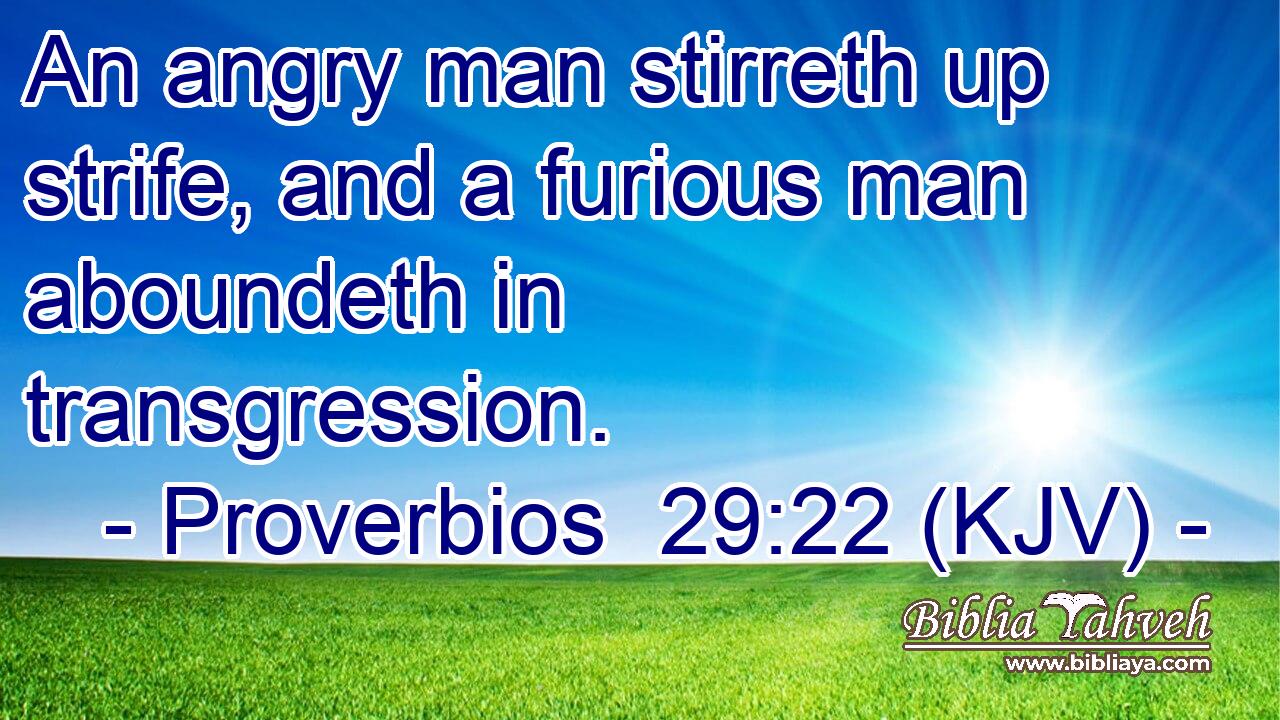 An angry man stirreth up strife, and a furious man aboundeth in transgression.