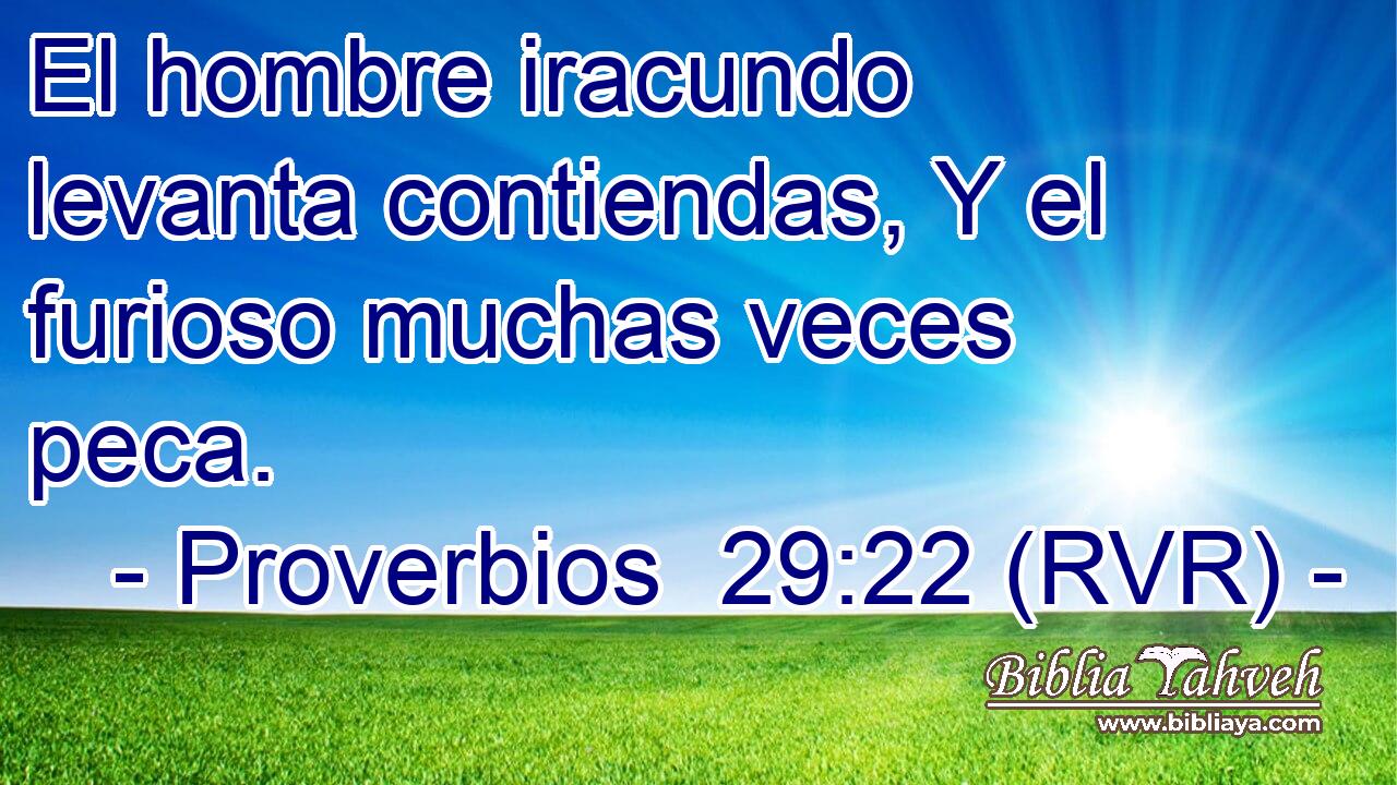 El hombre iracundo levanta contiendas, Y el furioso muchas veces peca.