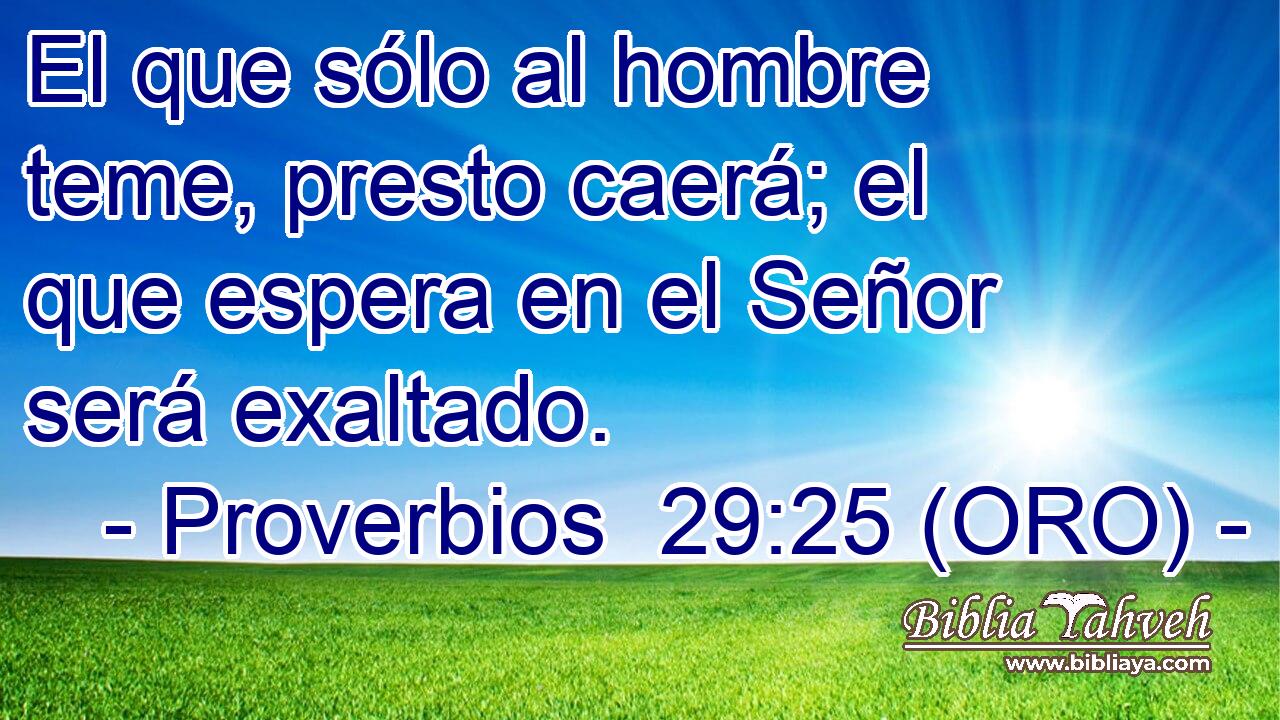 El que sólo al hombre teme, presto caerá; el que espera en el Señor será exaltado. 