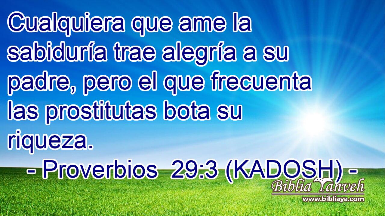  Cualquiera que ame la sabiduría trae alegría a su padre, pero el que frecuenta las prostitutas bota su riqueza. 