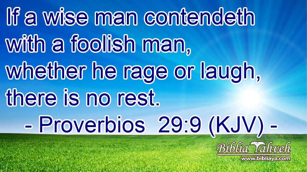 If a wise man contendeth with a foolish man, whether he rage or laugh, there is no rest.