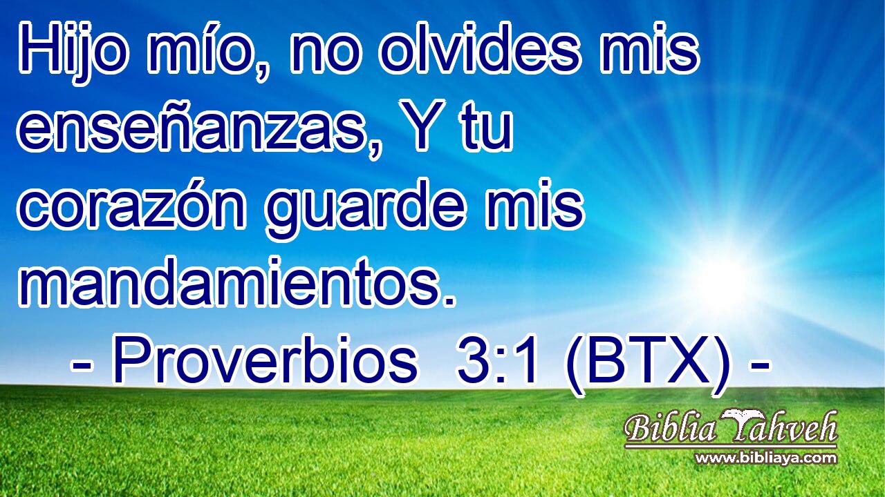 Hijo mío, no olvides mis enseñanzas, Y tu corazón guarde mis mandamientos.