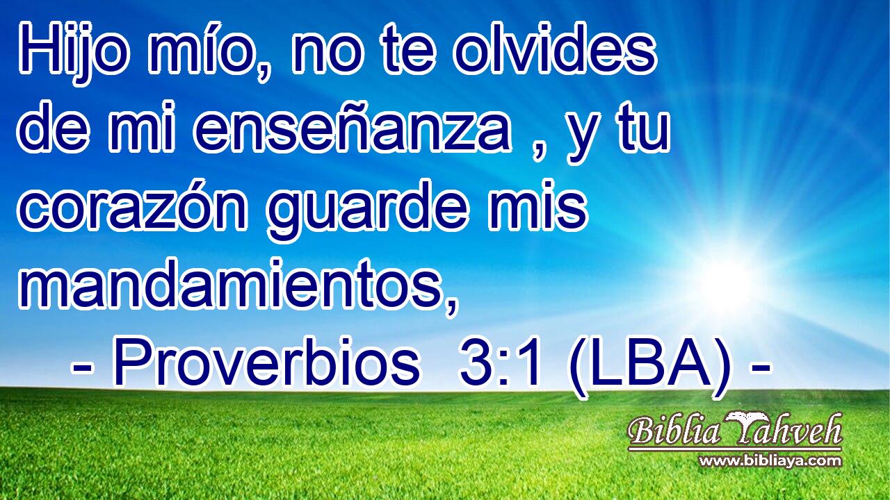 Hijo mío, no te olvides de mi enseñanza , y tu corazón guarde mis mandamientos,