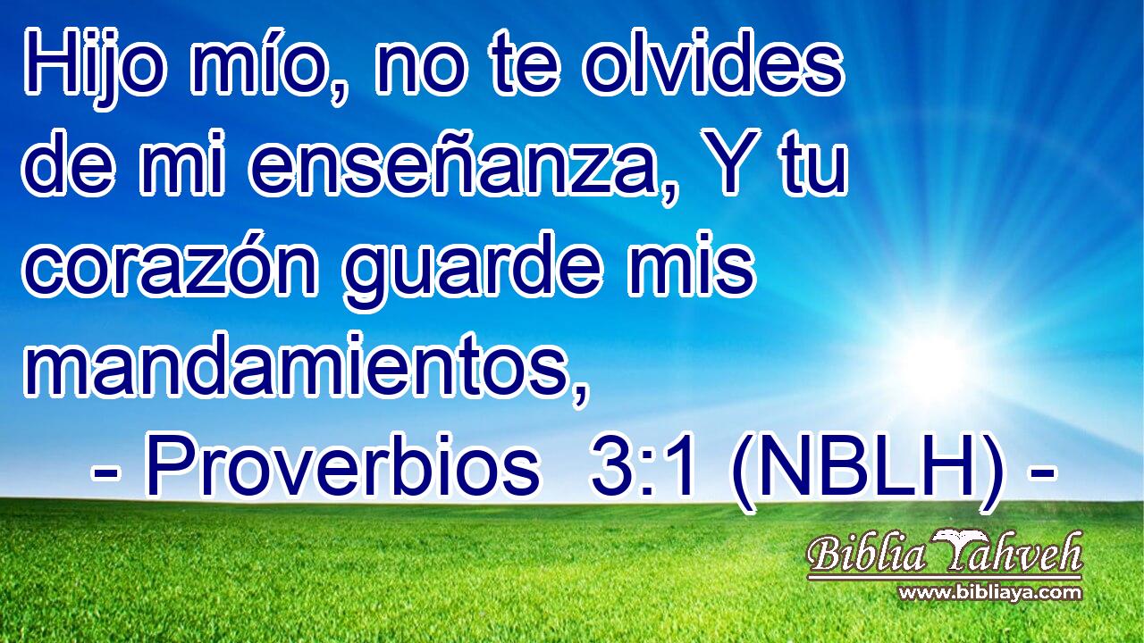  Hijo mío, no te olvides de mi enseñanza, Y tu corazón guarde mis mandamientos, 