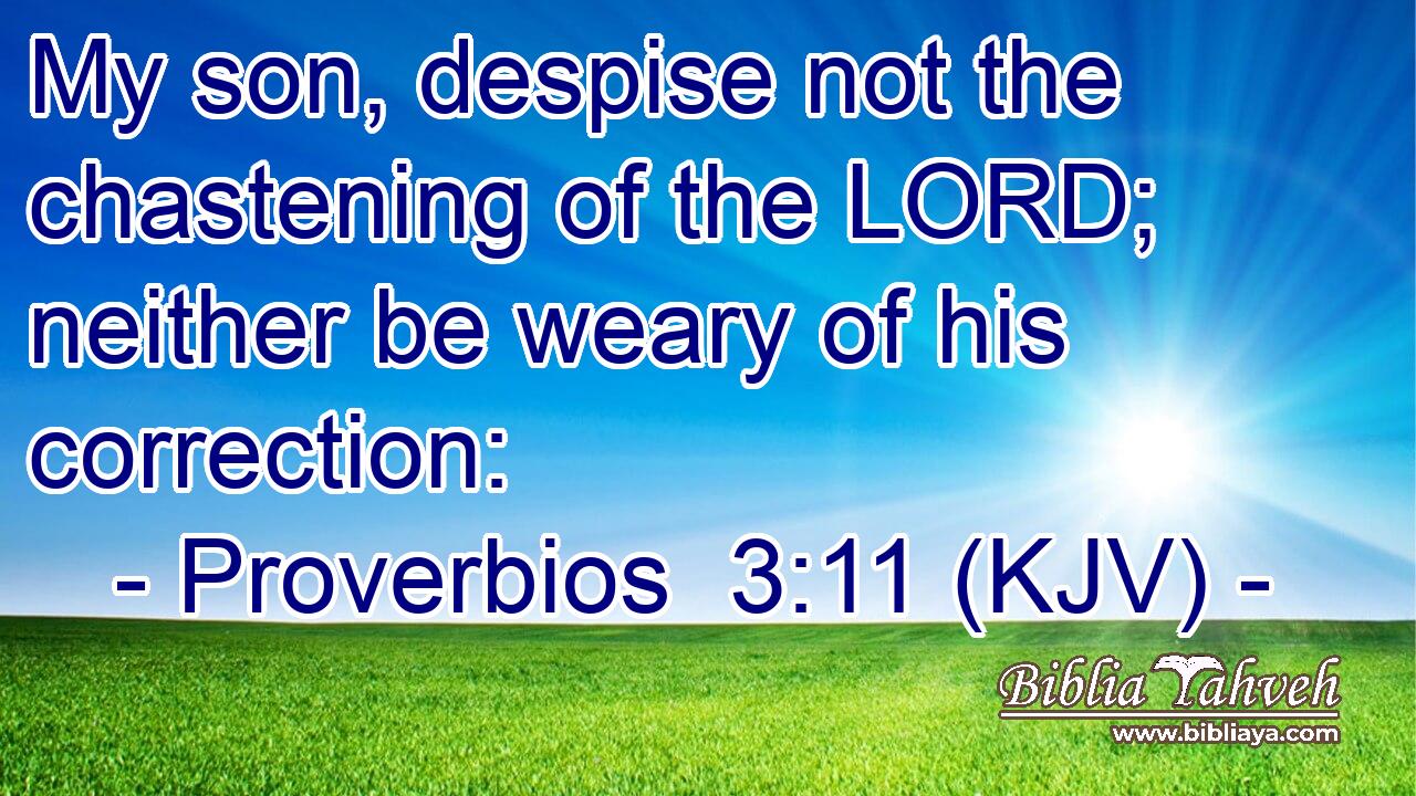 My son, despise not the chastening of the LORD; neither be weary of his correction: