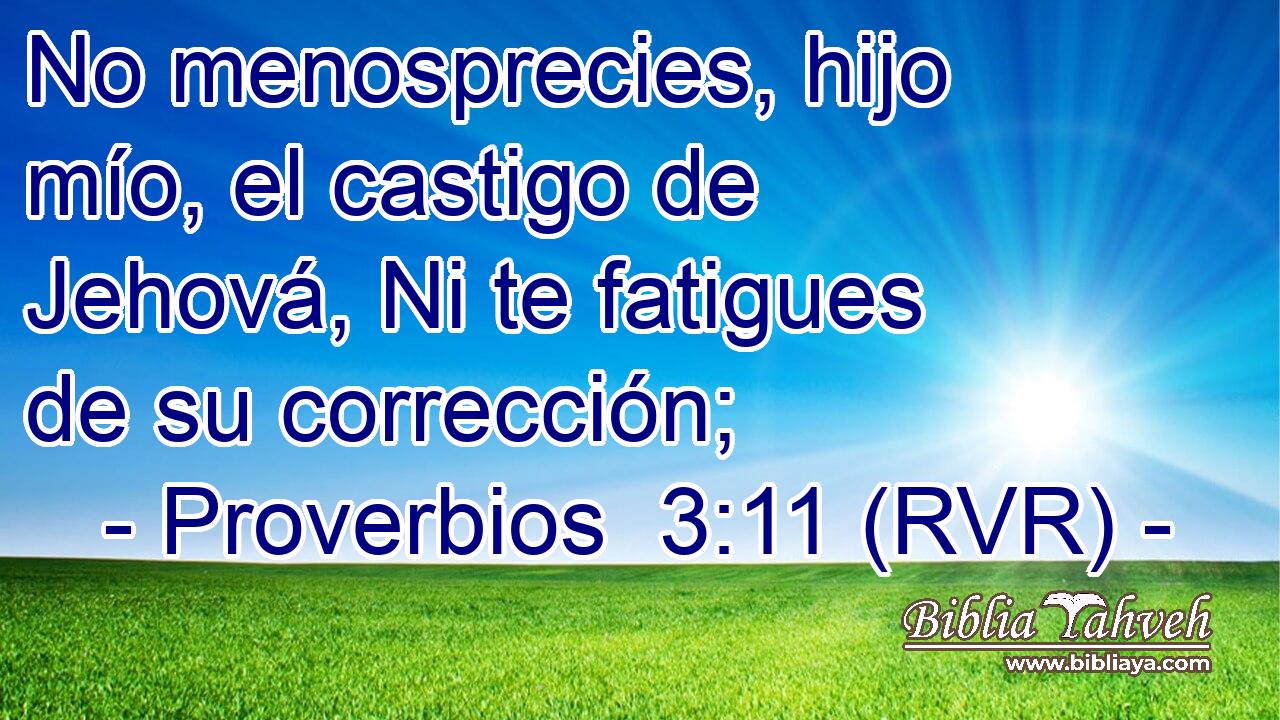 No menosprecies, hijo mío, el castigo de Jehová, Ni te fatigues de su corrección;