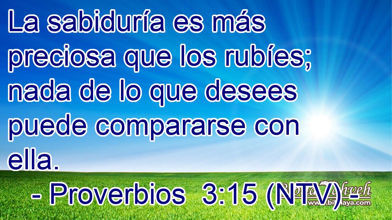La sabiduría es más preciosa que los rubíes; nada de lo que desees puede compararse con ella.