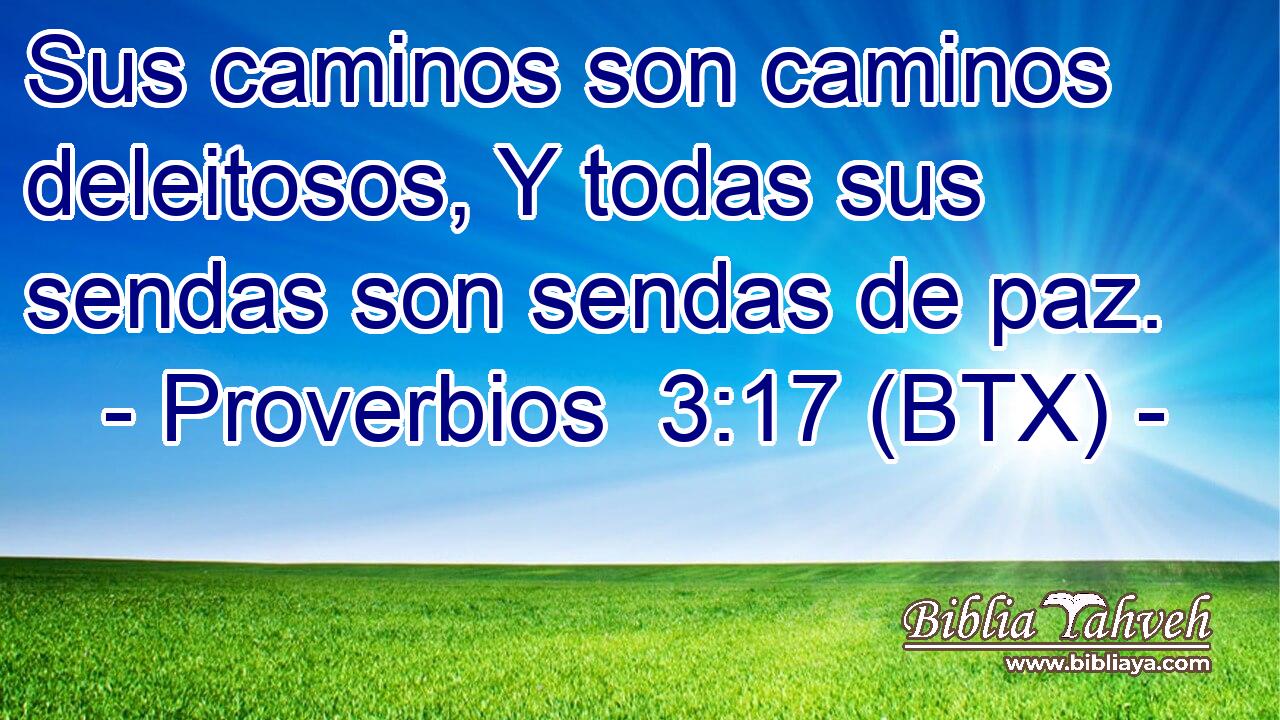 Sus caminos son caminos deleitosos, Y todas sus sendas son sendas de paz.