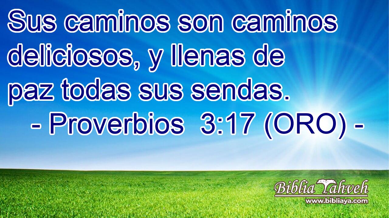  Sus caminos son caminos deliciosos, y llenas de paz todas sus sendas. 