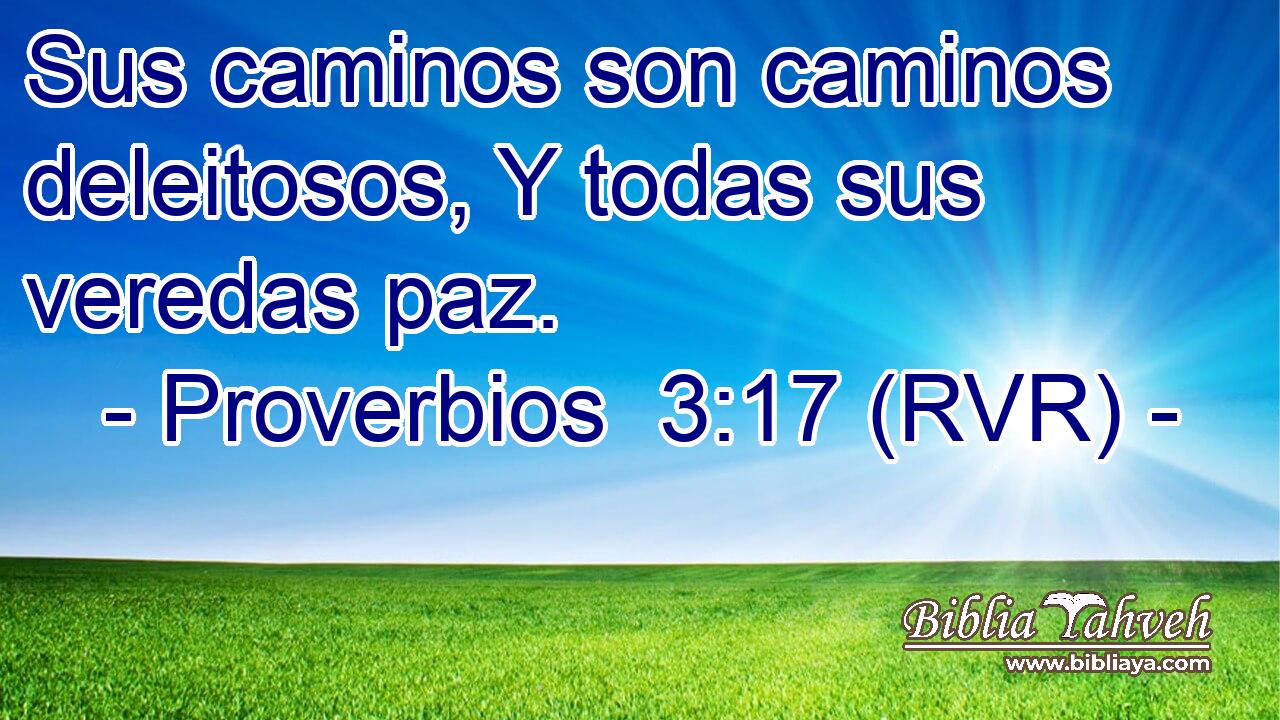 Sus caminos son caminos deleitosos, Y todas sus veredas paz.