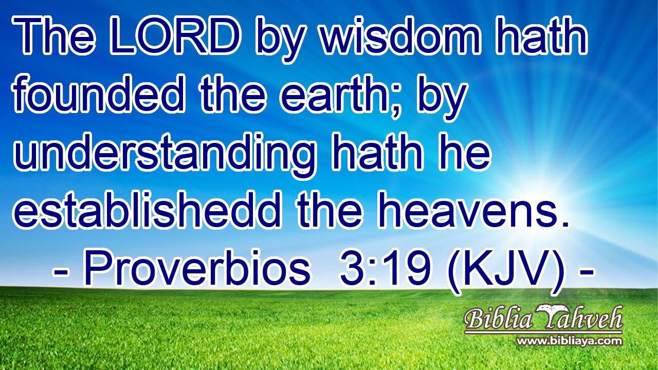 The LORD by wisdom hath founded the earth; by understanding hath he establishedd the heavens.